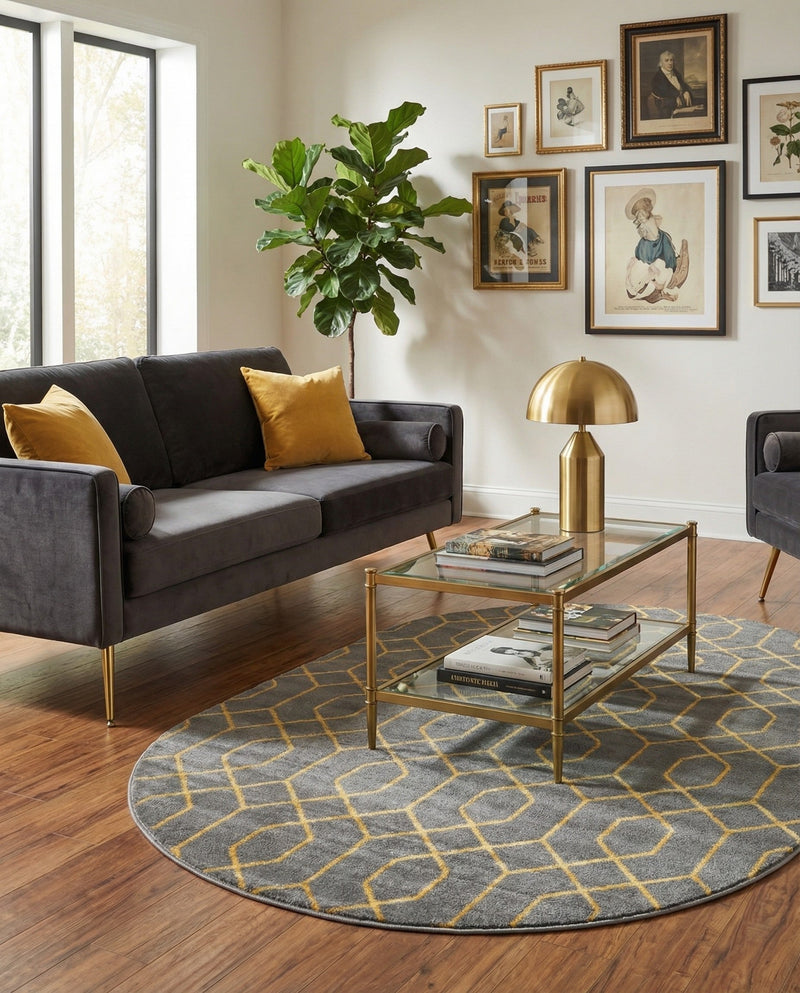 Hollywood Luxe Collection Area Rug - Sunset (Gray Gold) Oval Gray Gold  lifestyle 59