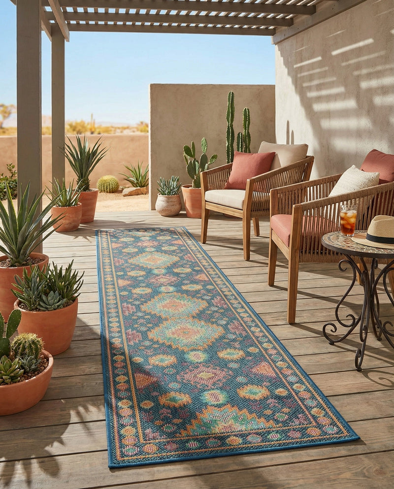 Coastal Terrace Collection Area Rug -  Dunes Runner Navy Blue  lifestyle 67