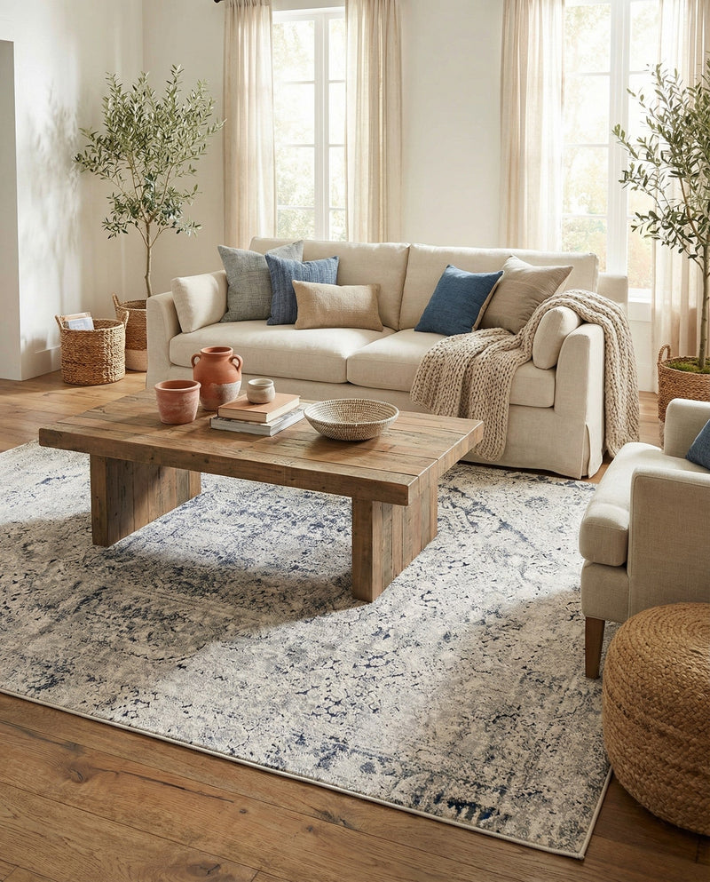 Coastal Manor Collection Area Rug -  Wavecrest Rectangle Gray  lifestyle 26