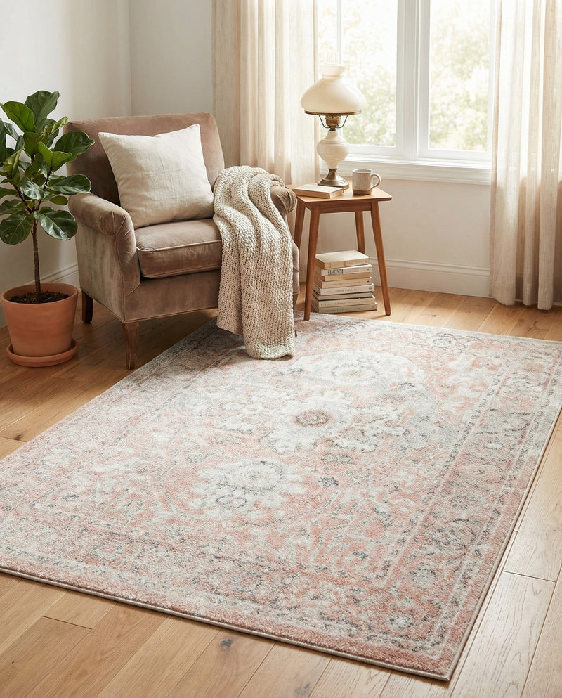 Parisian Elegance Collection Area Rug - Versailles (Rose Pink) Rectangle Rose Pink  lifestyle 10