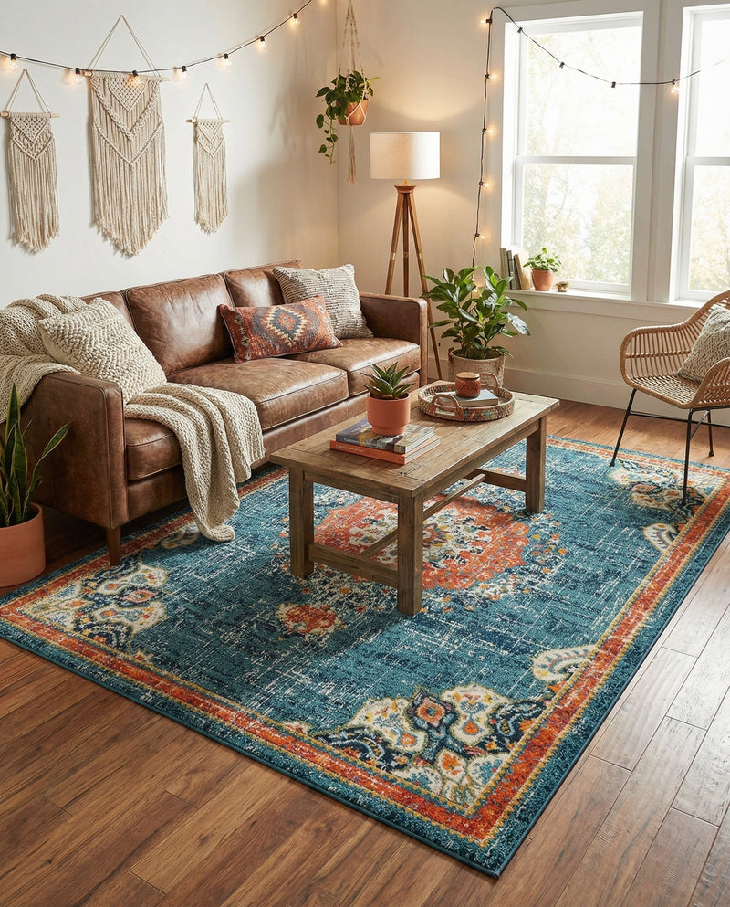 Brighton Terrace Collection Area Rug - Hove (Blue) Rectangle Blue  lifestyle 19
