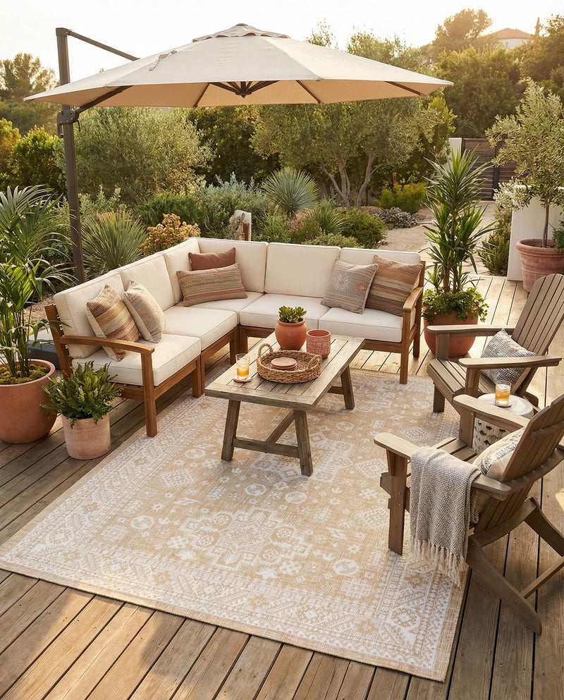 Tribal Terrace Treasures Collection Area Rug -  Incan Isle (Natural) Rectangle Natural  lifestyle 34