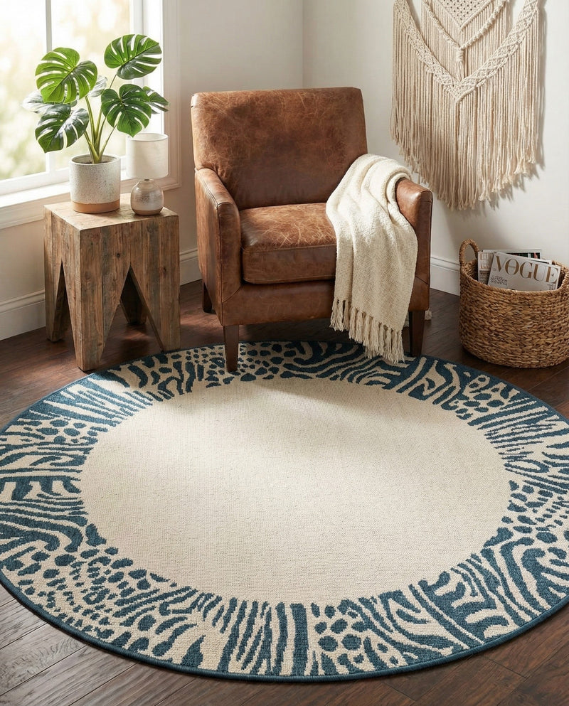 Savannah Escape Collection Area Rug - Serengeti Round Ivory  lifestyle 51