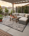 Tribal Terrace Treasures Collection Area Rug - Mayan Marina (Charcoal Gray) Rectangle Charcoal Gray  lifestyle 14