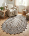 Woven Seaside Jute Collection Area Rug - Coastalhaven (Gray) Oval Gray  lifestyle 31