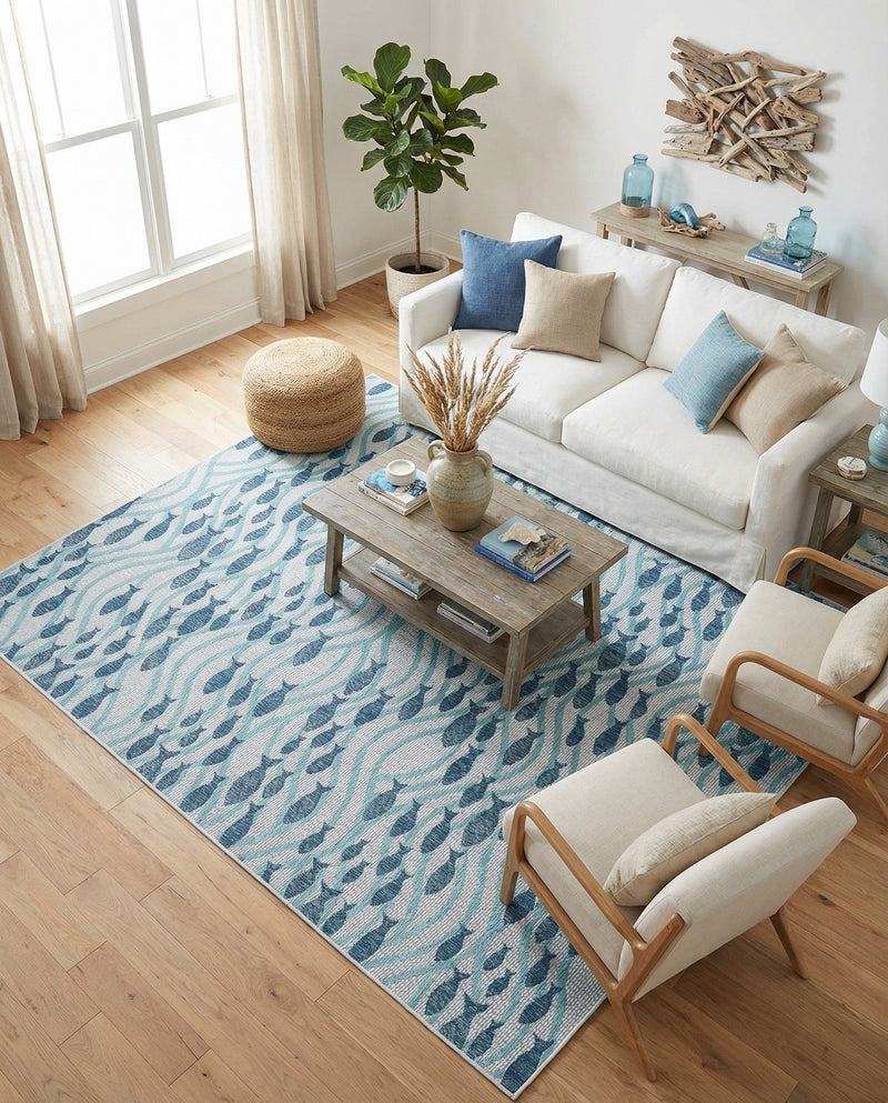 Seaside Haven Rugs Collection Area Rug -  Harbor Rectangle Blue  lifestyle 11