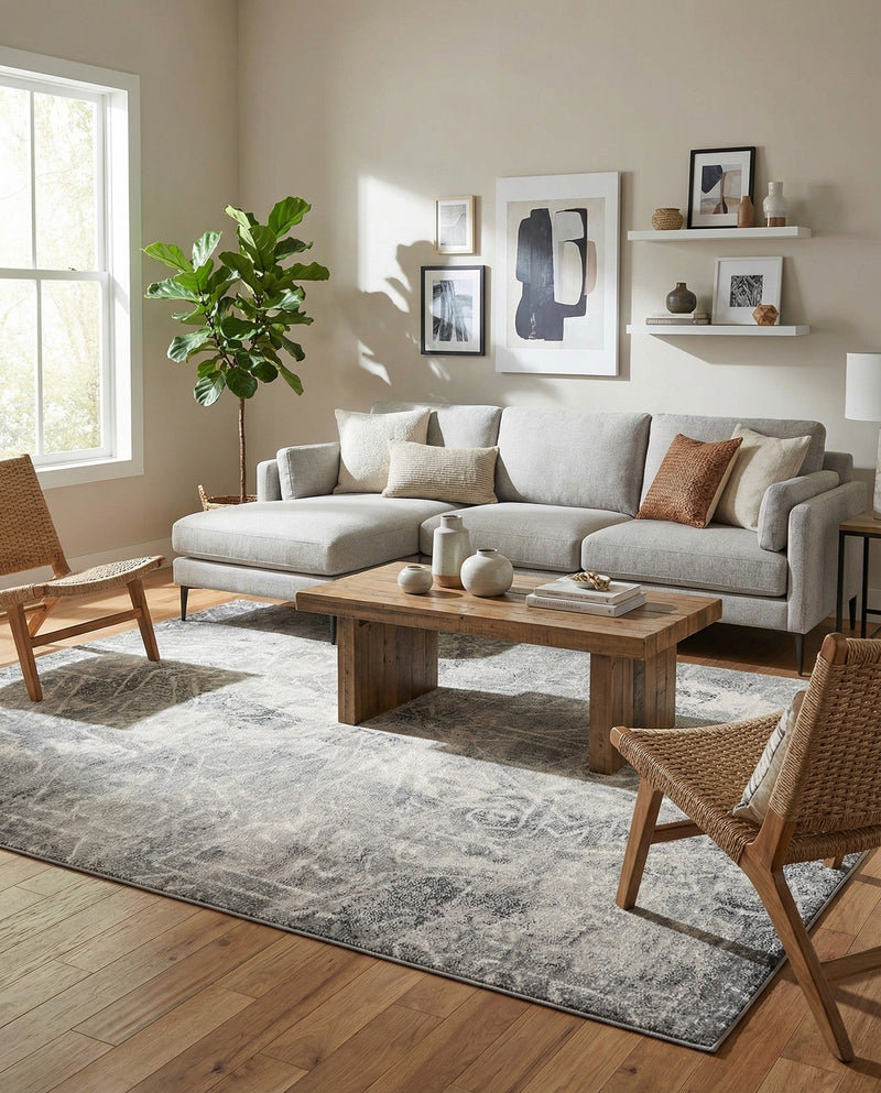 Riviera Elegance Collection Area Rug -  Grasse Rectangle Dark Gray  lifestyle 15