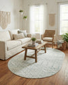 Marrakesh Lattice Collection Area Rug - Casablanca (Ivory Aqua) Oval Ivory Aqua  lifestyle 68