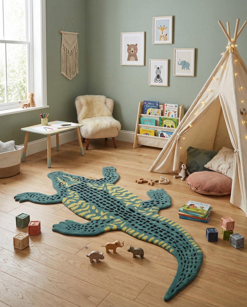 Whimsy Wonders Wool Collection Area Rug -  Bayou Runner Green  lifestyle 29