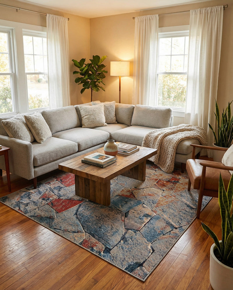 Urban Terrace Collection Area Rug -  Boulevard Square Multi  lifestyle 77