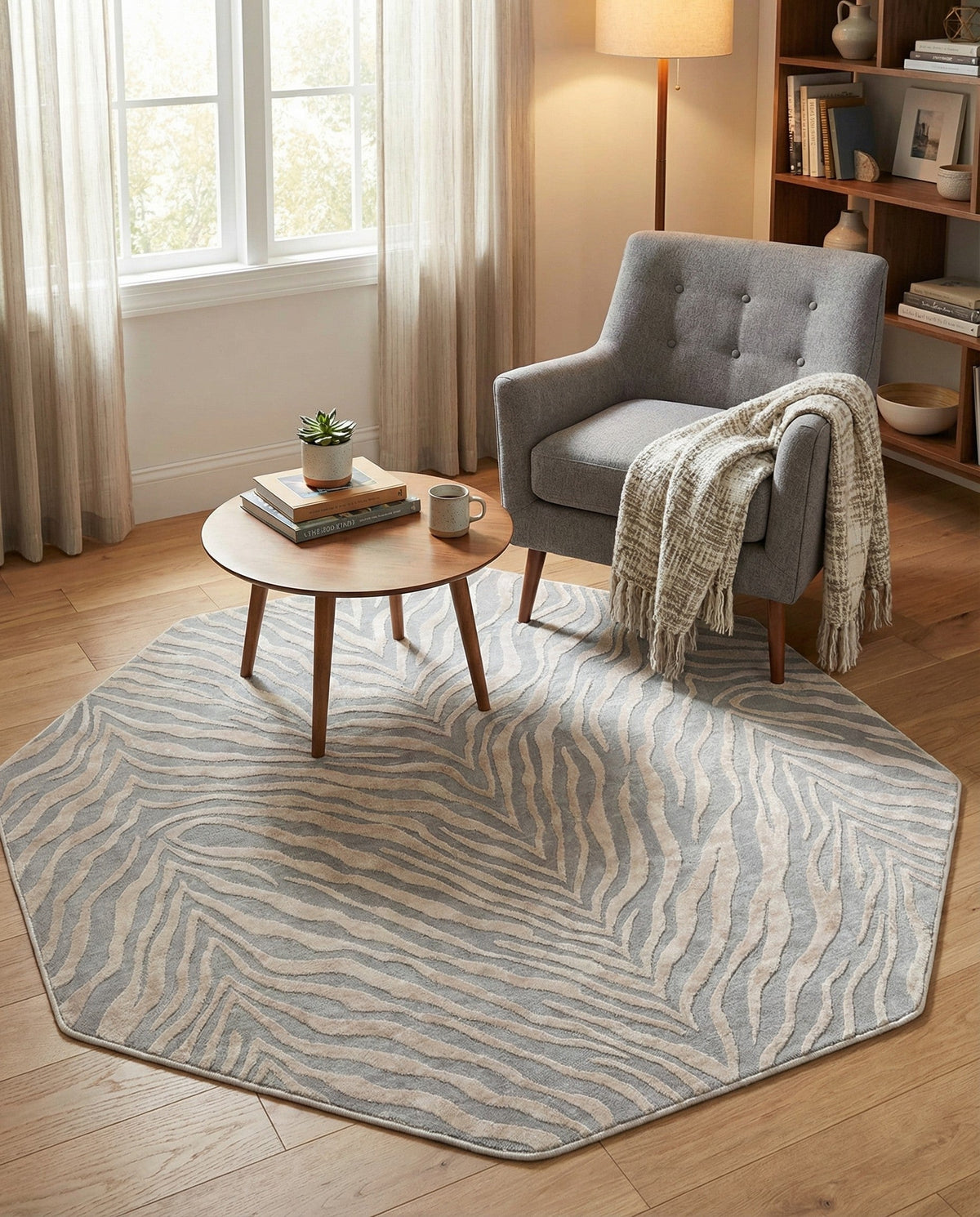 Bloomsbury Elegance Collection Area Rug -  Chelsea Octagon Gray and Ivory  lifestyle 154