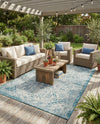 Tribal Terrace Treasures Collection Area Rug - Mayan Marina (Teal) Rectangle Teal  lifestyle 12