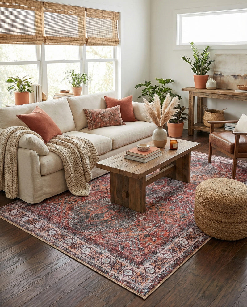 Heritage Elegance Collection Area Rug -  Uffizi Rectangle Rust Red  lifestyle 24