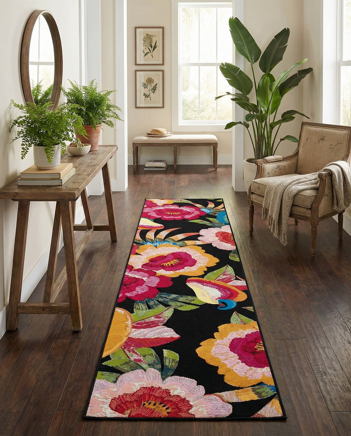 Seaside Blooms Collection Area Rug -  Versailles Runner Multi  lifestyle 106