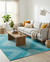 Seychelles Stripes Collection Area Rug - Mahe (Turquoise) Rectangle Turquoise  lifestyle 7