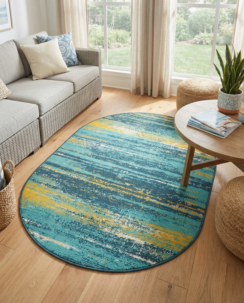 Seaside Haven Rugs Collection Area Rug -  Sandbar Oval Multi.Blue  lifestyle 26