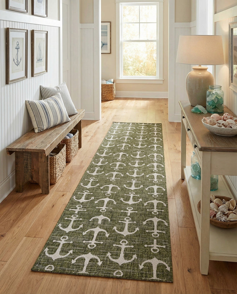 Seaside Haven Rugs Collection Area Rug - Sapphire (Green) Runner Green  lifestyle 73