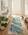 Seaside Blooms Collection Area Rug - Verdure (Teal Ivory) Runner Teal Ivory  lifestyle 27