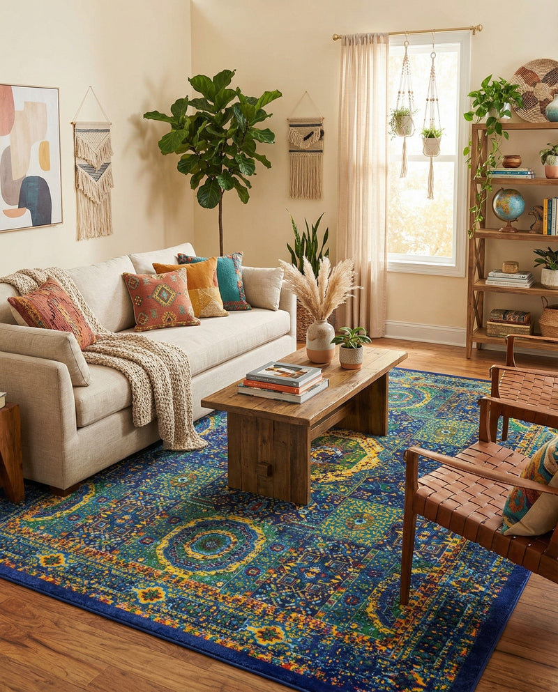 Caribbean Cove Collection Area Rug -  Grenada Rectangle Navy Blue  lifestyle 17