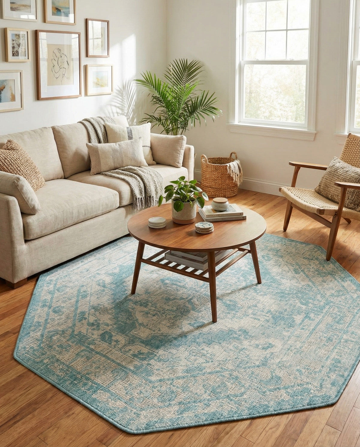 Patio Heritage Collection Area Rug -  Augusta (Aqua) Octagon Aqua  lifestyle 89