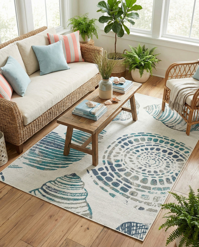 Seaside Haven Rugs Collection Area Rug -  Saltwater Rectangle Ivory  lifestyle 25