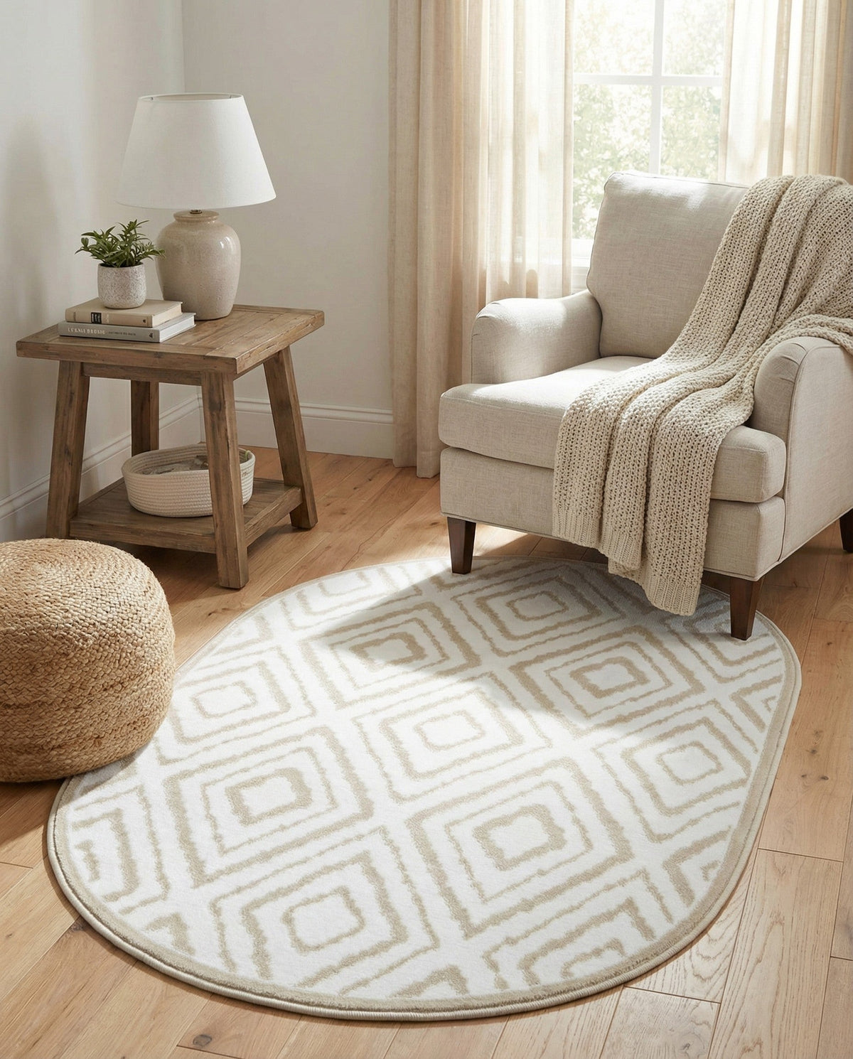 Sanctuary Retreat Collection Area Rug -  Oasis Oval Snow White  lifestyle 82