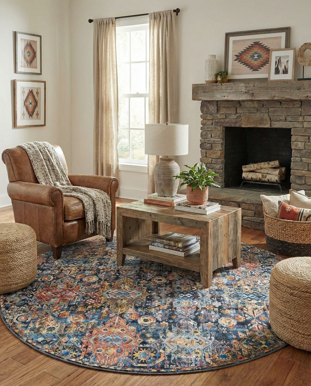 Heritage Elegance Collection Area Rug -  Potala Round Multi  lifestyle 88