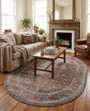Vintage Memories Collection Area Rug -  Reverie Oval Rust Red and Brown  lifestyle 44