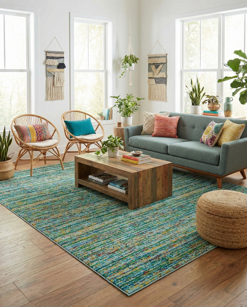 Caribbean Cove Collection Area Rug -  Lucia Rectangle Aqua  lifestyle 34
