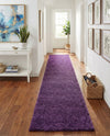 Solid Shag Seaside Collection Area Rug - Azure Cove (Violet) Runner Violet  lifestyle 27