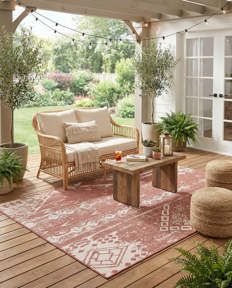 Desert Nomad Terrace Collection Area Rug - Sahara (Rust Red) Rectangle Rust Red  lifestyle 16