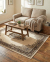 Tabriz Tapestry Collection Area Rug - Azerbaijan (Ivory) Rectangle Ivory  lifestyle 12