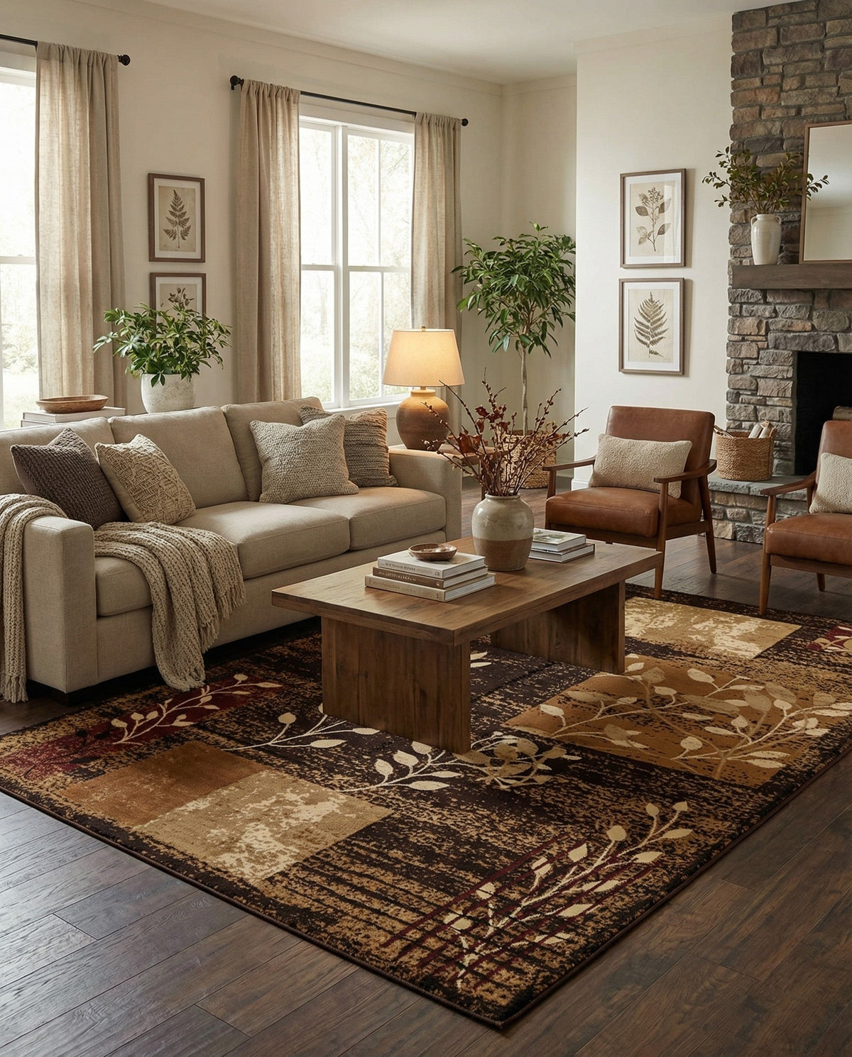 Bistro Lounge Collection Area Rug -  Affogato Rectangle Brown  lifestyle 34
