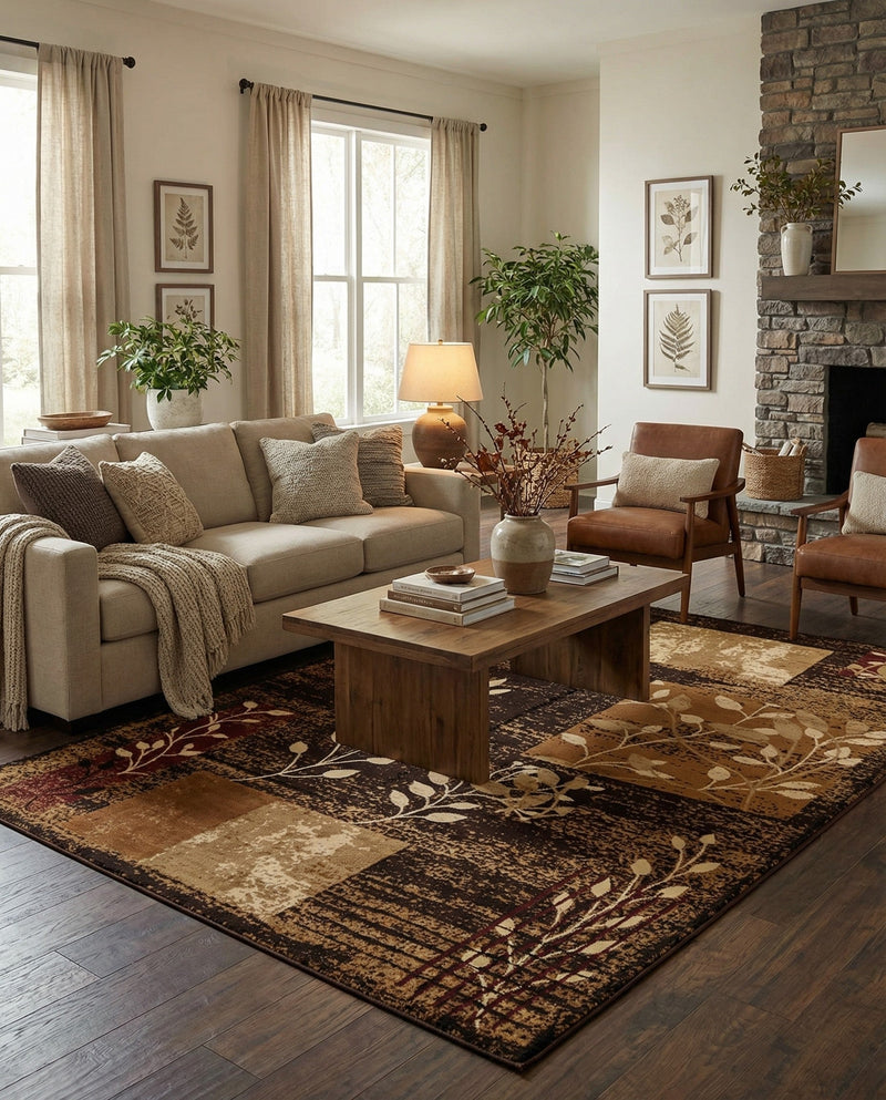 Bistro Lounge Collection Area Rug -  Affogato Rectangle Brown  lifestyle 34