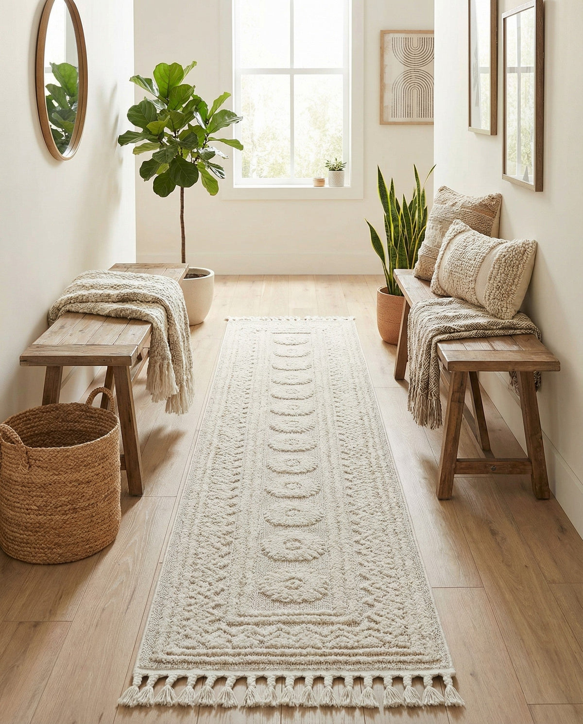 Sahara Chic Collection Area Rug -  Tangier Runner Ivory  lifestyle 173