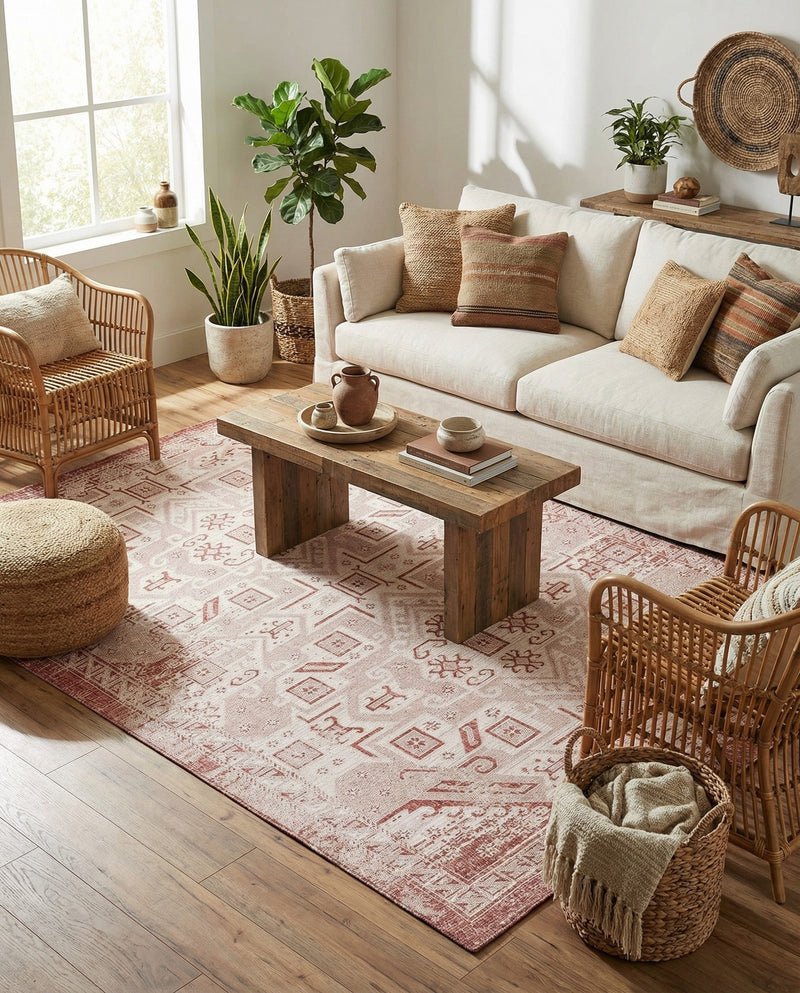Tribal Terrace Treasures Collection Area Rug - Mayan Marina (Rust Red) Rectangle Rust Red  lifestyle 21