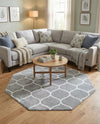 Trellis Mosaic Collection Area Rug -  Pergolatown (Light Gray) Octagon Light Gray  lifestyle 40