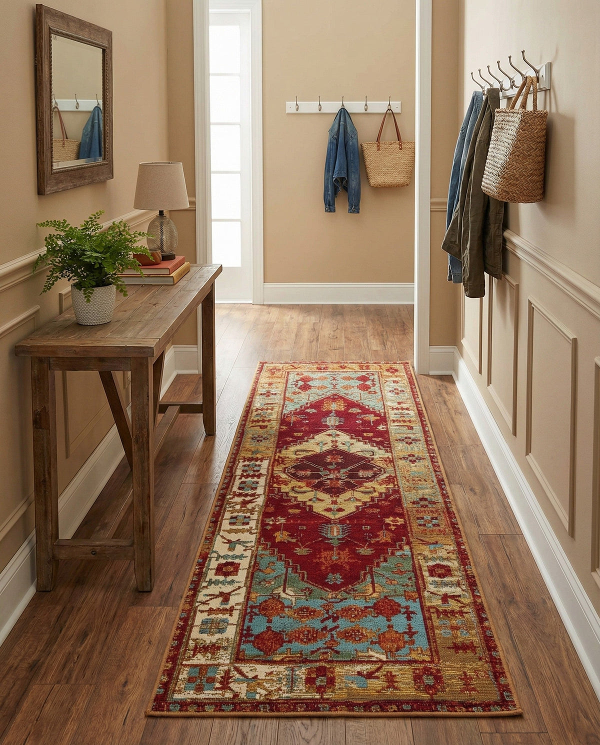 Patio Heritage Collection Area Rug -  Arbor Runner Red Green Blue  lifestyle 83