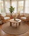 Highland Woven Jute Collection Area Rug - Glenmore (Light Brown) Round Light Brown  lifestyle 33