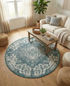 Urban Oasis Rugs Collection Area Rug -  Penthouse (Teal) Round Teal  lifestyle 34