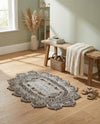 Woven Seaside Jute Collection Area Rug - Coastalhaven (Gray) Oval Gray  lifestyle 9