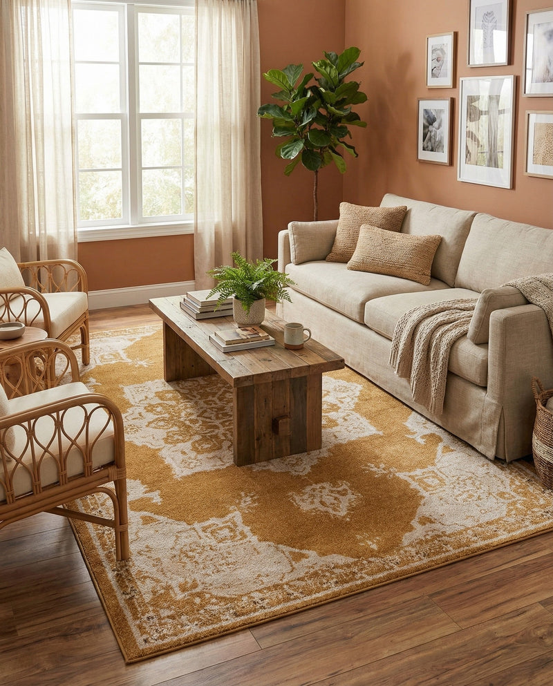 Eden Oasis Collection Area Rug -  Tranquility (Yellow) Rectangle Yellow  lifestyle 16