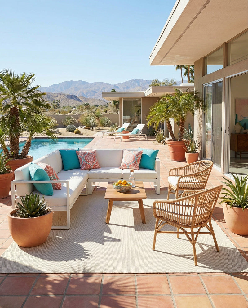 Jill Zarin Sedona Oasis Outdoor Collection Area Rug - Coconino (Pebble Stones) Square Pebble Stones  lifestyle 44