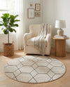 Trellis Mosaic Collection Area Rug - Arborville (Ivory) Round Ivory  lifestyle 36