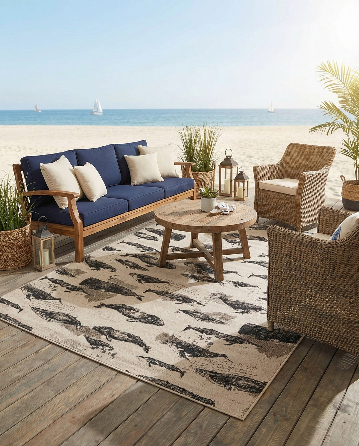Seaside Haven Rugs Collection Area Rug -  Seabreeze Rectangle Beige  lifestyle 9