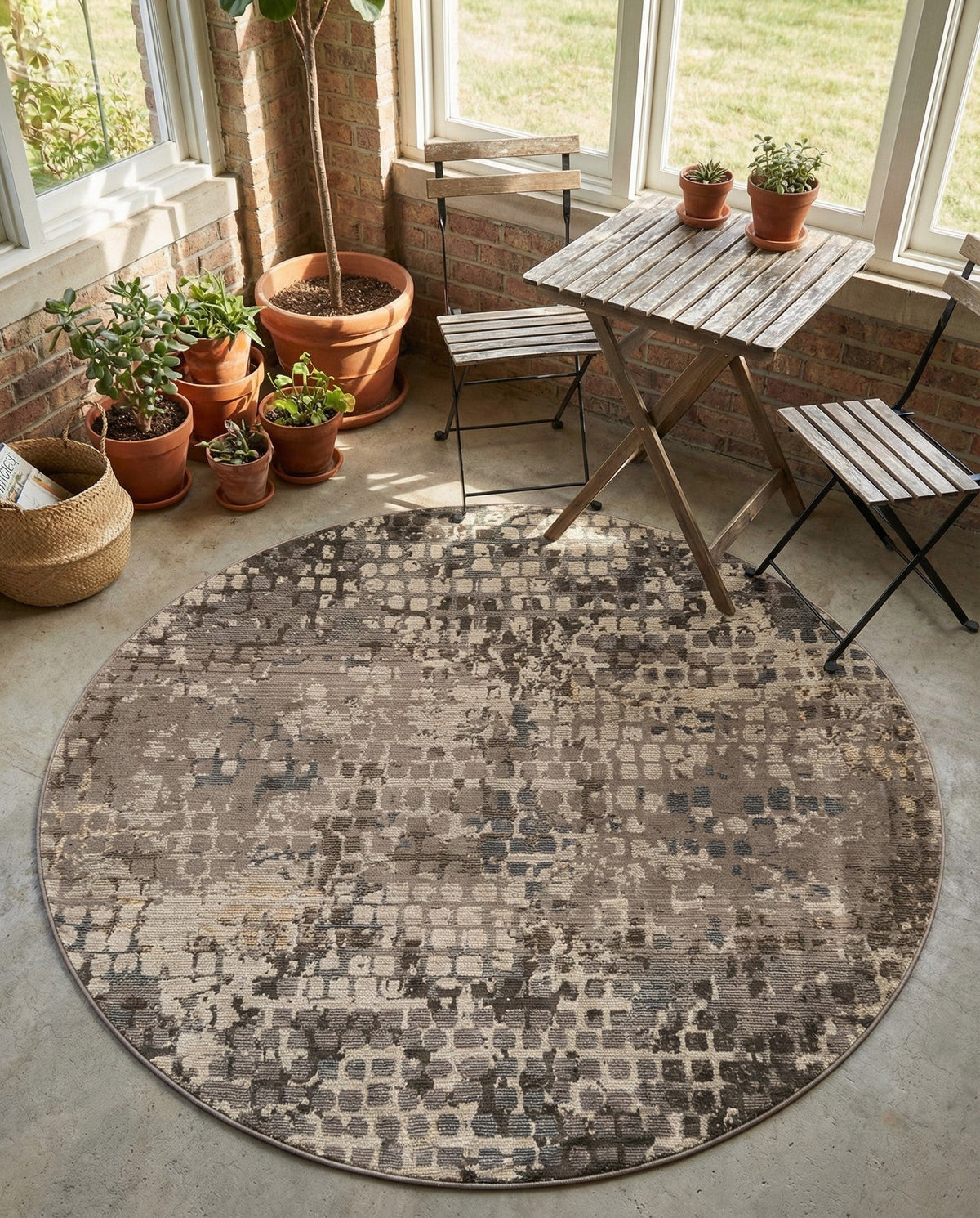 Chromatic Oasis Collection Area Rug -  Tropic Round Gray  lifestyle 79