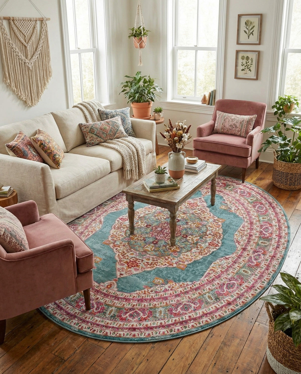 Caribbean Breeze Collection Area Rug -  Windward Oval Turquoise  lifestyle 164