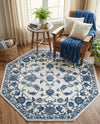 Charleston Elegance Collection Area Rug -  Seaport (White Blue) Octagon White Blue  lifestyle 43
