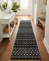 Mediterranean Lattice Collection Area Rug - Santorini (Black and White) Runner Black and White  lifestyle 54