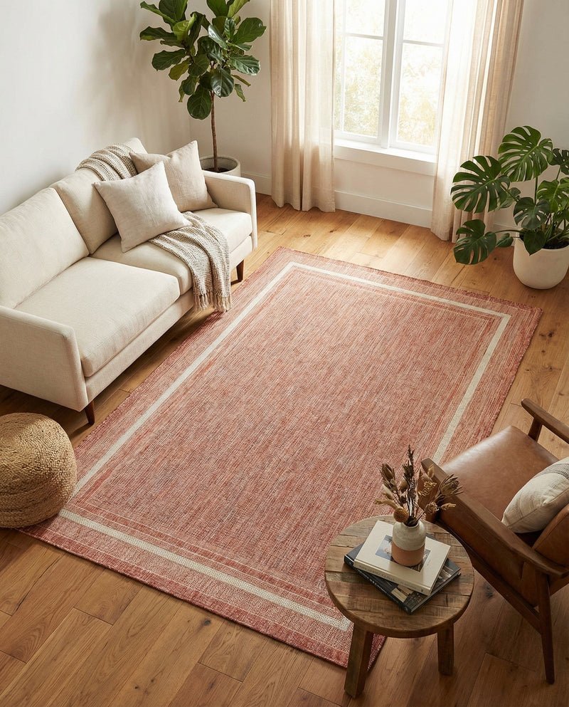 Terrace Fringe Collection Area Rug - Veranda (Rust Red) Rectangle Rust Red  lifestyle 11